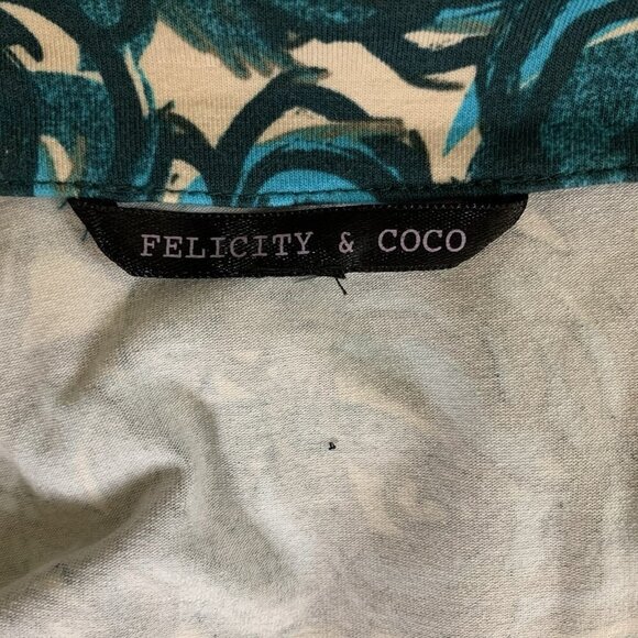 Felicity And Coco Floral Print Wrap Dress Long Sleeve Teal White Small Career - Picture 4 of 4